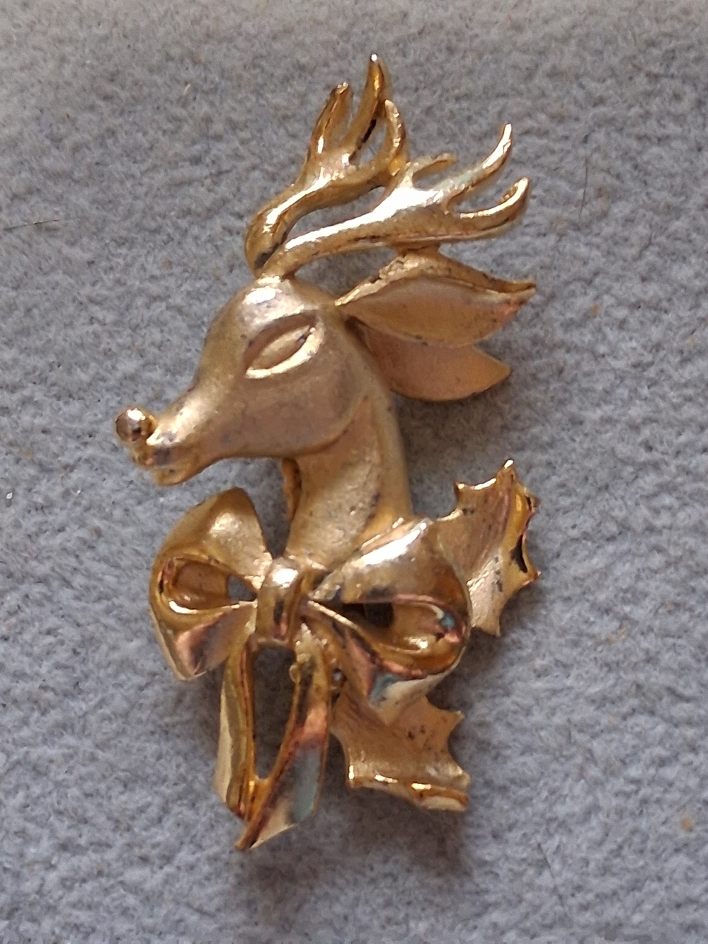 Gold-tone Deer Brooch with Bow